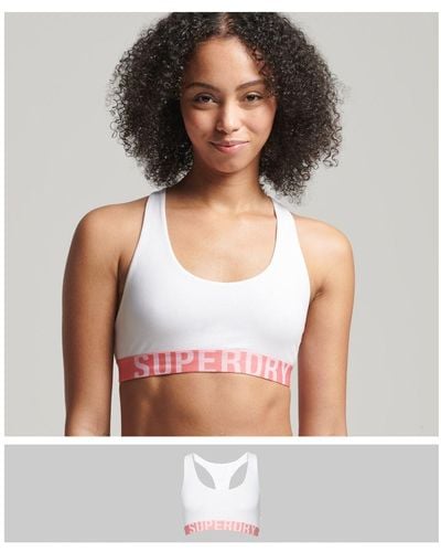 Superdry Korte Bralette Van Biologisch Katoen Met Groot Logo - Grijs