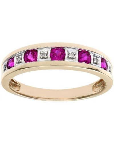 DIAMANT L'ÉTERNEL Round Brilliant Ruby And Diamonds 9Ct Eternity Ring - Pink