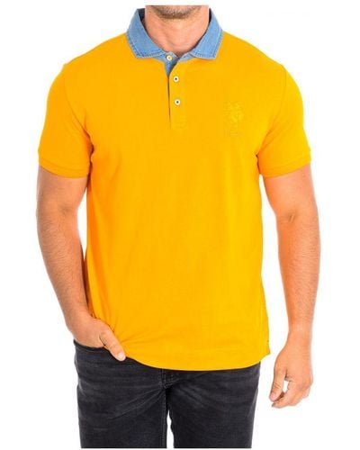U.S. POLO ASSN. Desm Short Sleeve With Contrasting Lapel Collar 61460 Man Cotton - Yellow