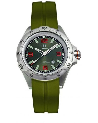 Shield Vessel Strap Watch W/Date - Green