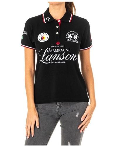 La Martina S Short-sleeved Polo Shirt With Lapel Collar 2wp160 Cotton - Black