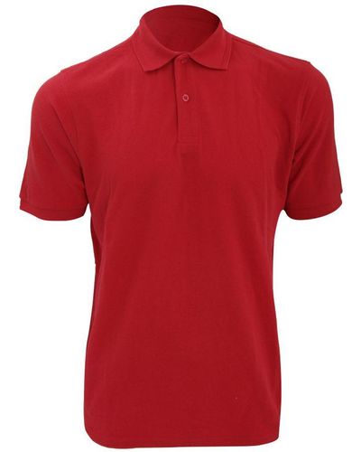 Russell Ripple Collar & Cuff Short Sleeve Polo Shirt (Classic) - Red
