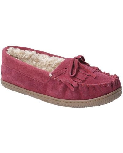 Hush Puppies Ladies Addy Slip On Leather Slipper () - Red