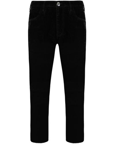 Armani Emporio J85 Regular Fit Velvet Trousers Cotton - Black
