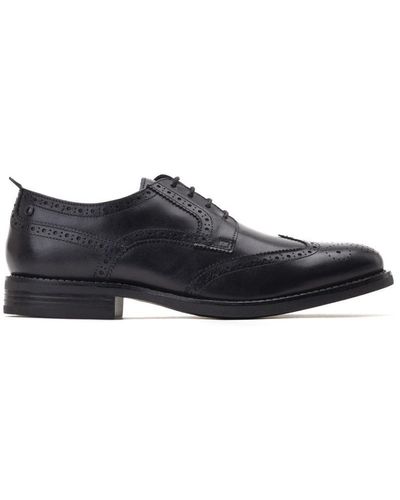 Base London Cooper Washed Black Leather Brogue Shoes