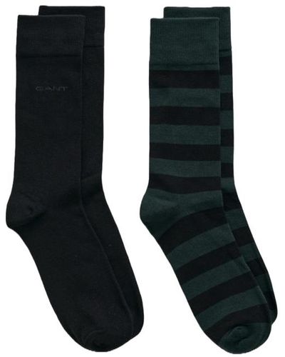 GANT 2 Pack Barstripe And Solid Socks - Black