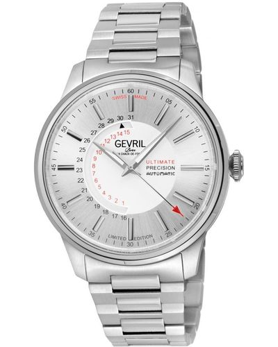 Gevril Guggenheim Automatic 316L Stainless Steel Dial, Satin And Polished Bracelet - Grey