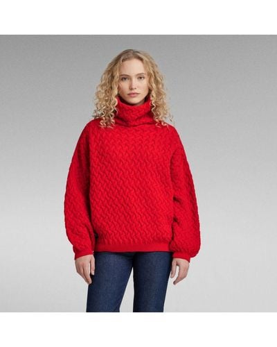 G-Star RAW G-Star Raw Chunky Loose Turtle Knitted Jumper - Red