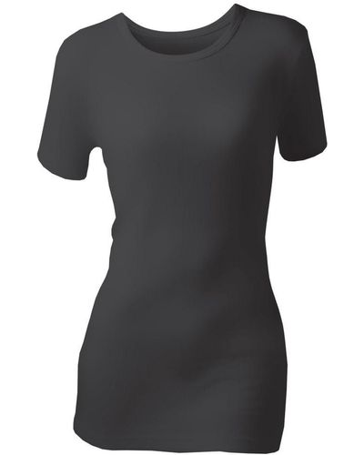 Heat Holders Ladies Short Sleeved Thermal Top By Cotton - Black