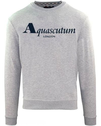 Aquascutum Vetgedrukt Londen Logo Grijs Sweatshirt