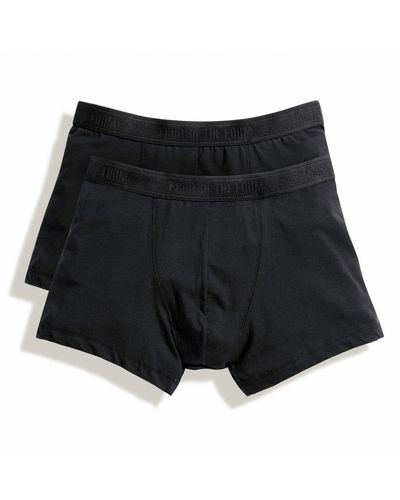 Fruit Of The Loom Classic Shorty Cotton Rich Boxer Shorts (Pack Of 2) - Black