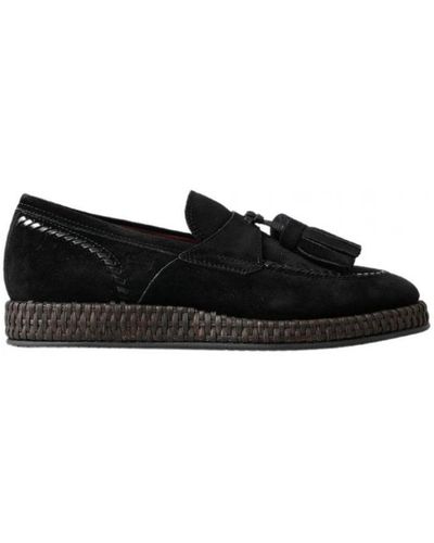 Dolce & Gabbana Suede Leather Casual Espadrille Shoes - Black