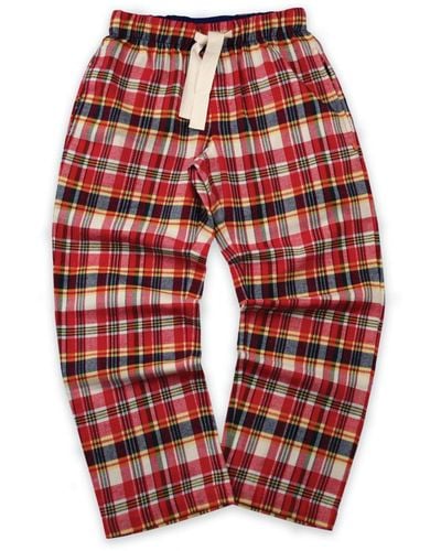 Mini Vanilla Brushed Check Pyjama Lounge Trousers Cotton - Red