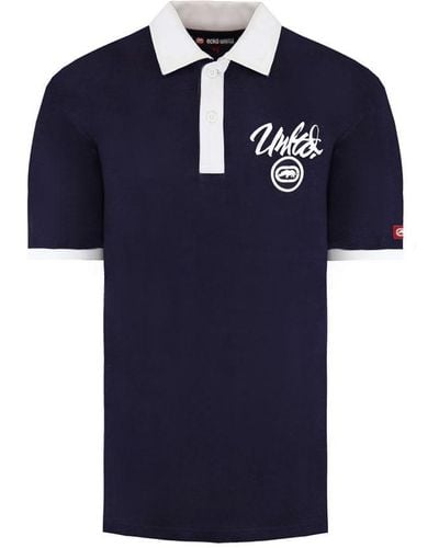 Ecko' Unltd Untld. Midliner Navy Polo Shirt Cotton - Blue