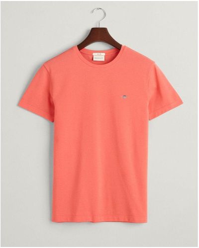 GANT Slim Pique Short Sleeve T-Shirt - Orange