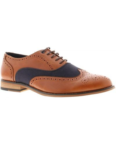 Gabicci Brogue Shoes Brunswick Oxford Patterned Toe Upper - Brown