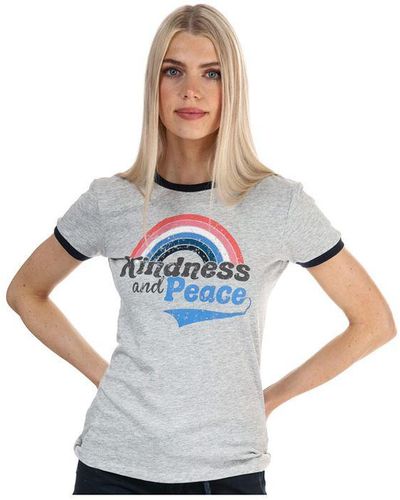 Brave Soul Kindness And Peace T-shirt Voor In Gemêleerd Grijs - Wit
