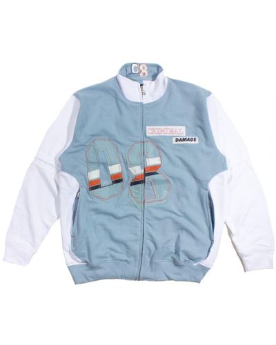 Criminal Damage Light Blue '08' Zip-up Sweatshirt Cotton