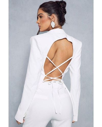 MissPap Tie Back Detail Blazer - White