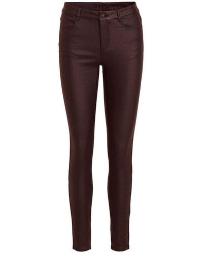 Vila Leather Look Trousers - Brown