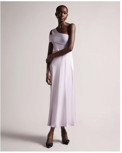 Ted Baker Ivena Asymmetric Knit Bodice Dress With Satin Skirt - Pink