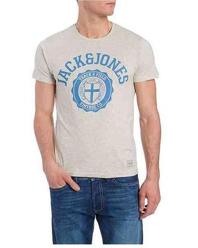 Jack & Jones Jack En Jones Atletisch T-shirt Wit T-shirt - Blauw