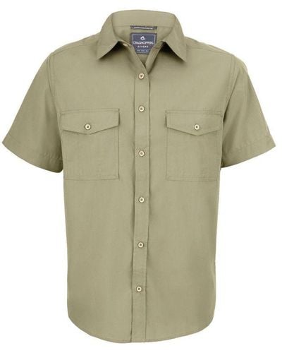 Craghoppers Expert Kiwi Overhemd Met Korte Mouwen Voor (kiezelbruin) - Groen