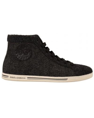 Dolce & Gabbana Wool Cotton Casual High Top Trainers - Black
