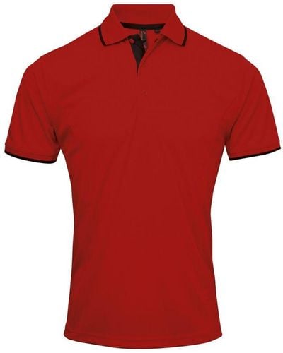 PREMIER Contrast Coolchecker Polo Shirt (/) - Red
