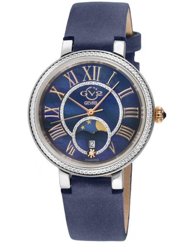 Gv2 Genoa, Mop Dial, Authentic Handmade Abisso Leather Watch - Blue