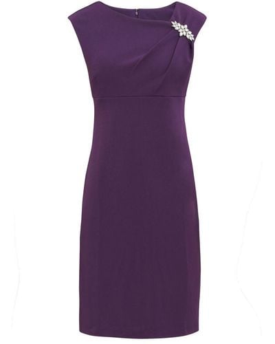 Gina Bacconi Chaselynn Short Sleeveless Empire Waist Sheath Dress With Embellished Neckline - Purple
