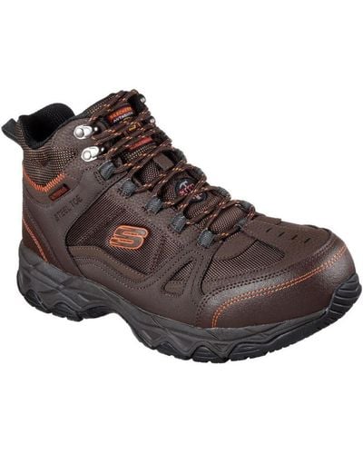 Skechers Ledom Lace Up Waterproof Leather Safety Boots - Brown