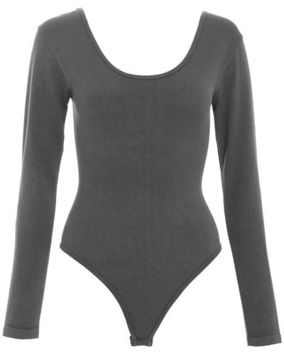 Quiz Seamless Long Sleeve Bodysuit Nylon - Grey