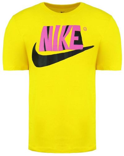 Nike Standard Fit Short Sleeve Crew Neck T-Shirt Cu9104 735 Cotton - Yellow