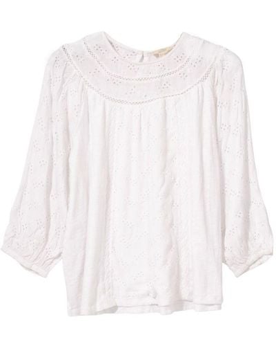 FatFace Cotton Broderie Lace Blouse - White