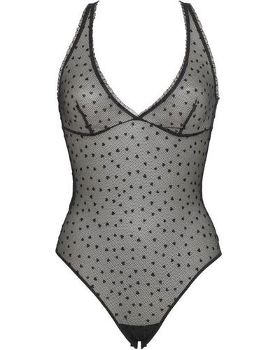 Calvin Klein 000Qf5486E Flocked Hearts Bodysuit - Grey