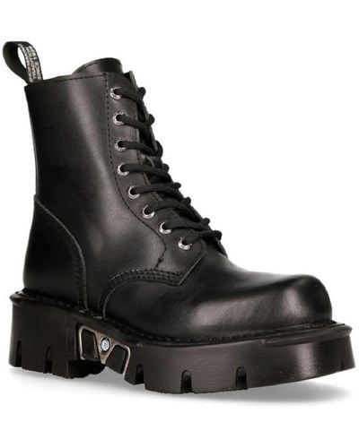 New Rock Black Gothic Military Biker Boots- Mili084n-s3