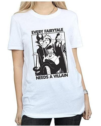 Disney Ladies Every Fairy Tale Needs A Villain Cotton Boyfriend T-Shirt () - White