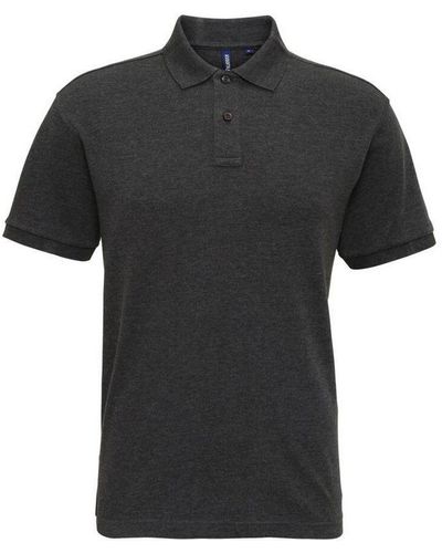 Asquith & Fox Super Smooth Knit Polo Shirt ( Heather) - Black