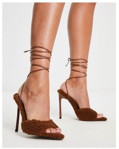 ASOS Notify Pointed Insole Heeled Sandals - Natural