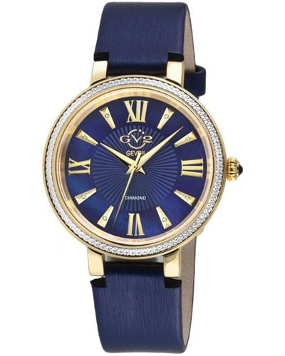 Gv2 Genoa Swiss Quartz Mother Of Pearl Diamond Stainless Steel Watch - Blue