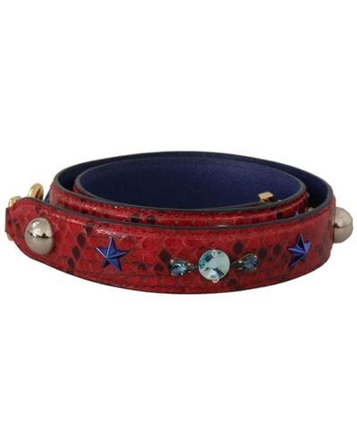Dolce & Gabbana Exotic Leather Crystals Shoulder Strap - Red