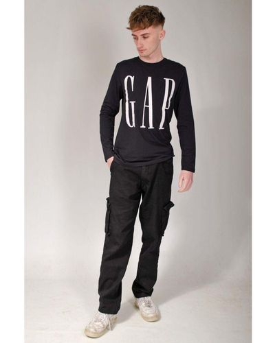 Gap Long Sleeve T-shirt Logo Front Cotton - Black