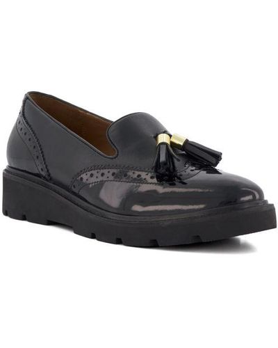 Dune Ladies Garnishes - Micro-wedge Tassel-trim Loafers Leather - Black