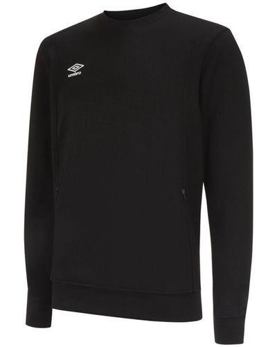 Umbro Pro Stacked Logo Fleece Pullover (zwart/wit)