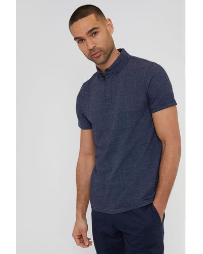 Threadbare Navy 'aura' Geometric Print Cotton Jersey Polo Shirt - Blue