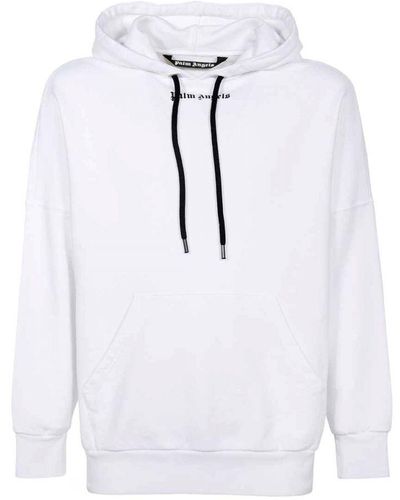 Palm Angels Classic Logo White Oversized Hoodie - Wit