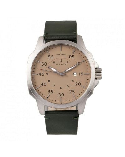 Elevon Watches Hughes Leather-Band Watch W/ Date - Grey