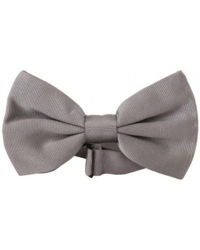 Dolce & Gabbana 100% Silk Adjustable Neck Papillon Tie - Grey