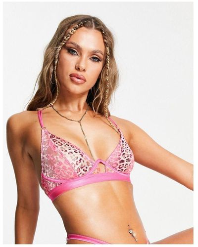 ASOS Nikita Ombre Animal Lace Exposed Underwired Bra - Pink